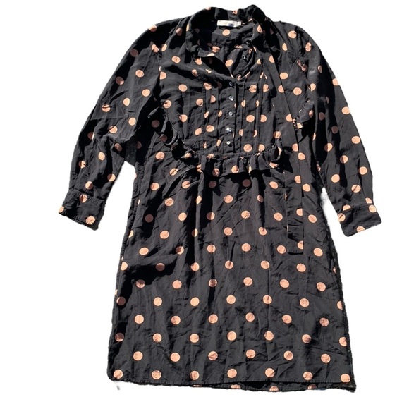 Tory Burch Ruffle Trimmed Polka Dot Silk Crepe De Chine Dress size 4 - Picture 2 of 12